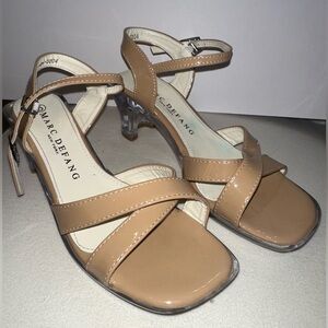 Marc Defang Kids Tan Dress Shoes with clear block heel